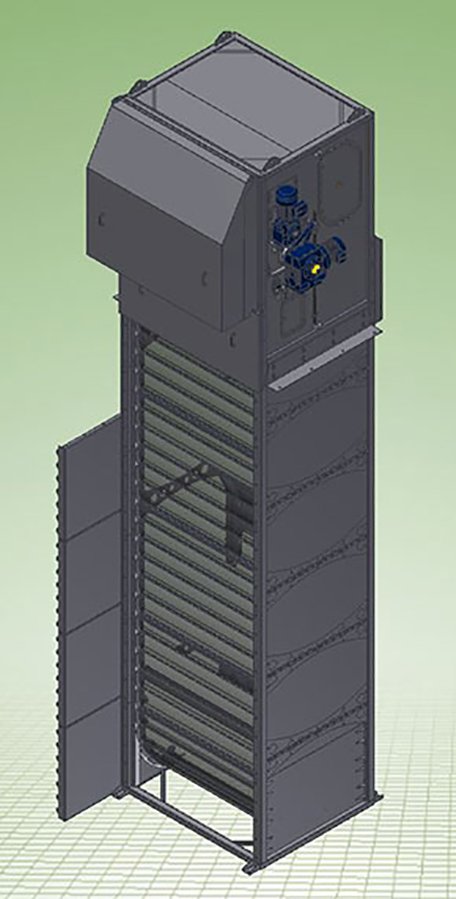 A 3D render of the Dual Flow Perforated Plate Belt Screen.
