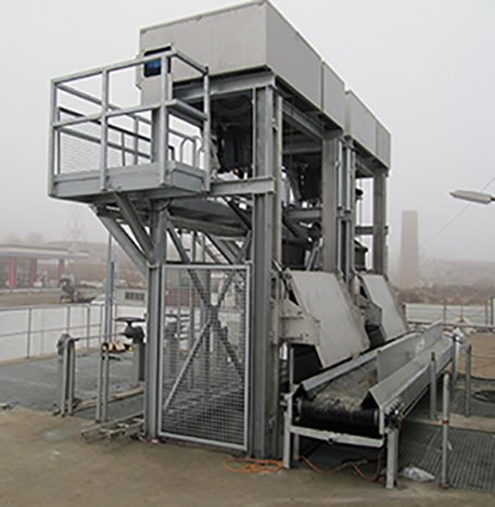 The Trash removal screen set up at a wastewater plant.