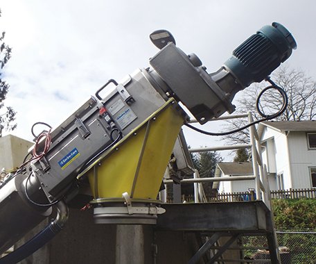 The discharge and motor of the Speco Wastemaster 35°.